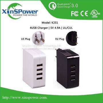 Shenzhen Low Price Factory Delivery And Proffesion High Quality EU Plug 5V 4.9A USB Charger for Cell Phone