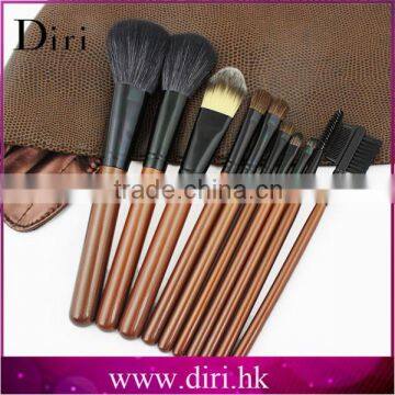 leapord make-up cosmetics brushes wood handle make up brushes with brush bag DIRI cosmetics makeup brushes