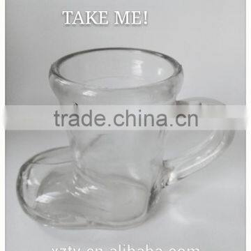 200ml unique shaped clear glass material empty cup/boot shape empty cup