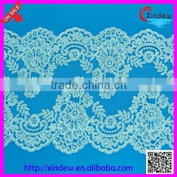 2015 POPULAR WHITE COLOR ORGANZA EMBROIDERY LACE