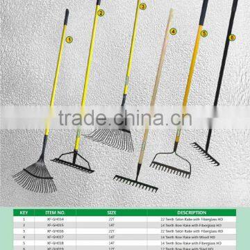 China factory sale various style farming rake carbon steel rake with fiberglass handle