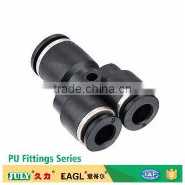 China JULY supplier plastic pneumatic Y branch tee type quick connect pipe fittings