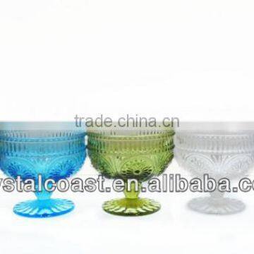 China Wholesale Fancy Design Cone Colorful Glass Ice Cream Cup photo-2