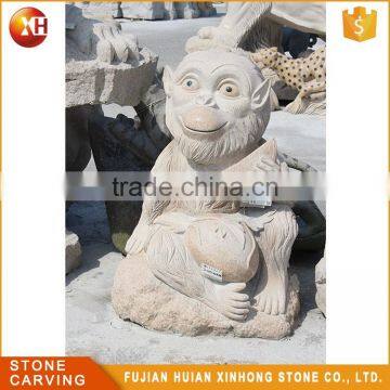 High Quality Cute Beautiful Granite Carving Garden Stone Monkey Statue photo-3