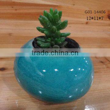 Small round ceramic flower vase for table decor