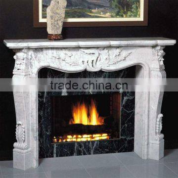 White Carrara Marble Fireplace photo-6
