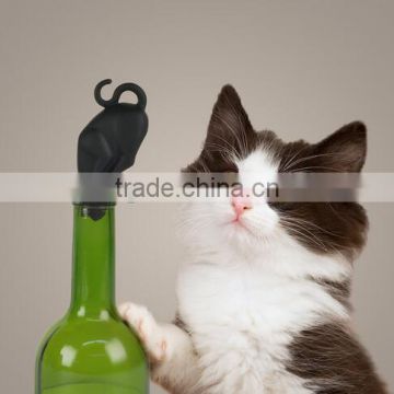 Silicone Kitty Black Cat Butt Wine Bottle Stopper