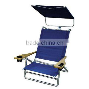 Outdoor Fold Alum Beach Chair (5 position wood armrest) L91912