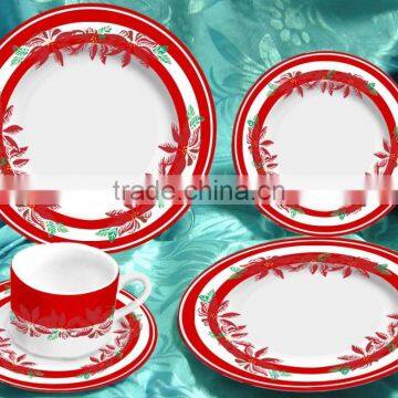 20pcs high quality round ceramic dinner sets with flower printing