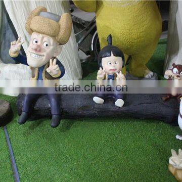 Fiberglass Polyresin Bald Head Bear Statue Combination Cartoon Character Figurine photo-5