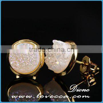 Simple Gold Earring Designs Natural Stone Druzy Earrings photo-5