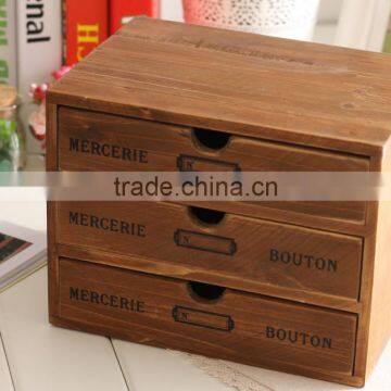 Three Layers Brown Wooden Jewelry Gift Boxes photo-3