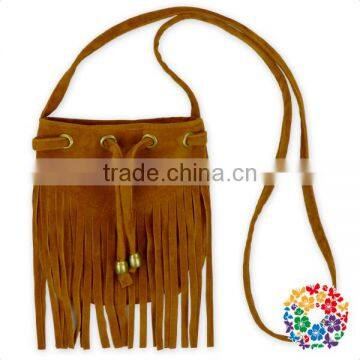 cheap vintage fancy design coffee suede tassel baby kids change purse