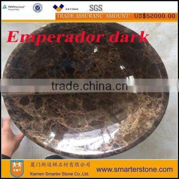 Dark emperador marble round basin,hair washing basin for garden