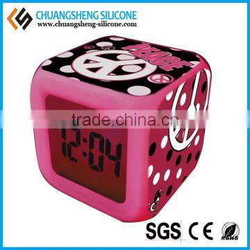 Cube Shaped Silicone Time Clock, Digital Table Clock, Anti-broken Alarm Clock photo-4