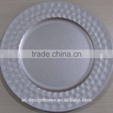 SILVER GLITTER PP PLASTIC CHARGER PLATE