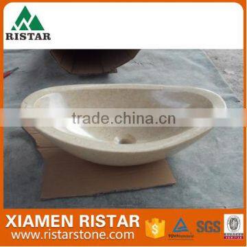 High quality yellow marble stone bathroom basins and stone sinks RST-SB033
