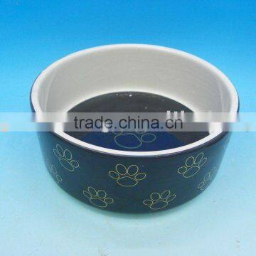 Ceramic Dog Bowl with paw print