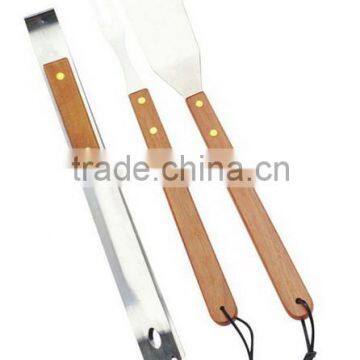 3pc BBQ Tools Set with Wooden Handle