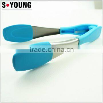 14006 New Shape Barbecue Grill Tongs Silicone Kitchen Serving Locking Food Tong photo-5