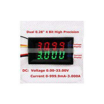 Dual 0.28" LED digital 4 bit display Voltage Meter