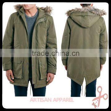 newest design Khaki Heavyweight Water Resistant Parka With Detachable Hood