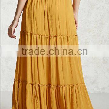 Yellow Color Stitching Design Full Fashion Latest Style Skirts photo-3