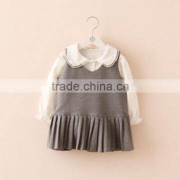 Wholesale Baby Girl Boutique Clothing Sets White Shirts and Dress 2 Piece photo-3