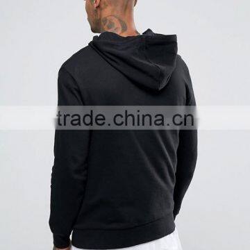 Custom With Drawstring Hood Side Slant Pockets Black Men's 100% Organic Cotton Casual Breathable Zip Open Hoodies photo-2