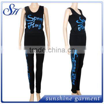 Newest print Logo Yoga Set for Women 2017 Simple Leggings and Top