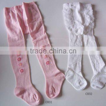 Pink cotton tights kids pantyhose small little girl dance tights