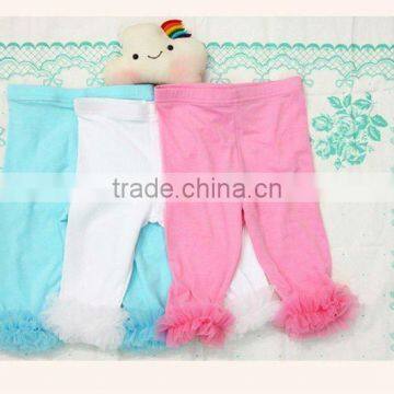 double ruffle baby girls cotton pants kids lace leggings plain ruffle pants