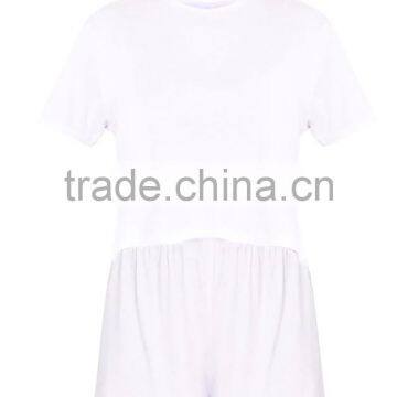 Basic White Women PJ Set Plain Cotton Short Pajamas Summer Pyjama Wholesale photo-4