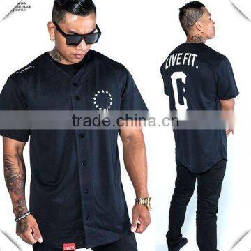 blank 100% polyester black baseball jersey wholesale custom made with logo embroidery applaque hot sale