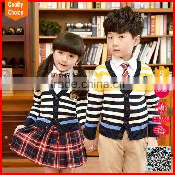 Primary knitted stripe pattern kids school uniform sweaters