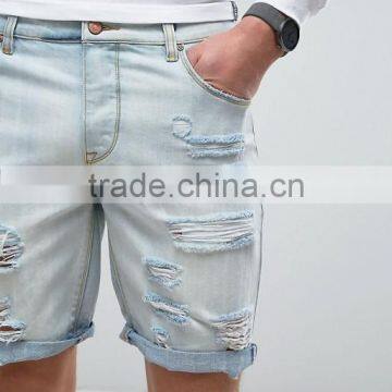 New Fashion Jeans Shorts Men Distressed Straight Pants Jeans photo-3