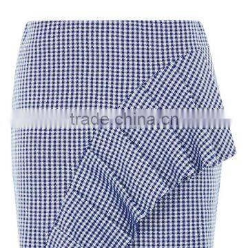 2017 OEM Elegant Sexy Raffle Falbala Plaid Mini Skirt photo-5