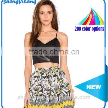 Ladies Sleeveless Black Leather Super Short Tight Fitted Back Lace and Zipper Tank Top/singlet photo-1