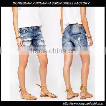 Ladies Boyfriend Super Ripped Denim Short Denim Jeans Shorts