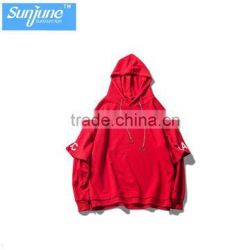 Wholesales raglan sleeve metal drawstring plain hoodie