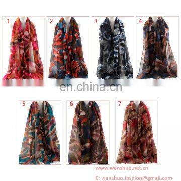 2016 New Long Fashionable Scarf Shawls Printed With Feather Patterns photo-3