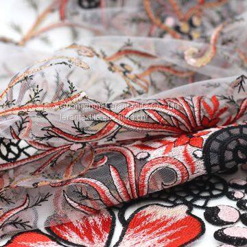 Chinese Style Embroidered Tulle Lace Fabric for Dress photo-2