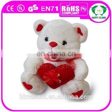 HI super soft material white bear toys,valentine gift,bear with heart