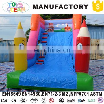 mini indoor inflatable pencil theme slide jumping castle for kindergarten