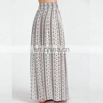Long Skirt And Blouse Designs Ornate Print Wide Waistband Maxi Skirt photo-4