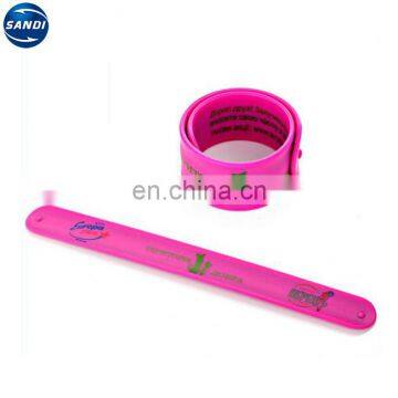 Advertising custom silicone bracelet slap with logo