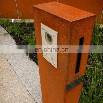 Free standing  corten steel metal mailbox with intercom