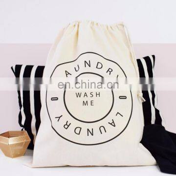 wholesale custom large drawstring natural cotton laundry bags