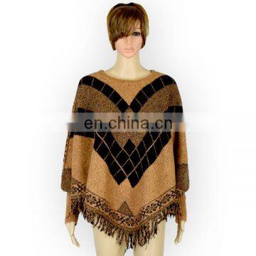 Rhombus Tassels a Batwing-sleeved Blouse Crew Neck Sweater Loose Autumn Winter Coat photo-3