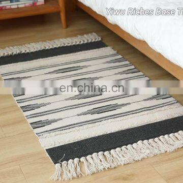 Nordic design  geometric pattern carpet rug hand tying tassels tufted printed door floor mat for decoration